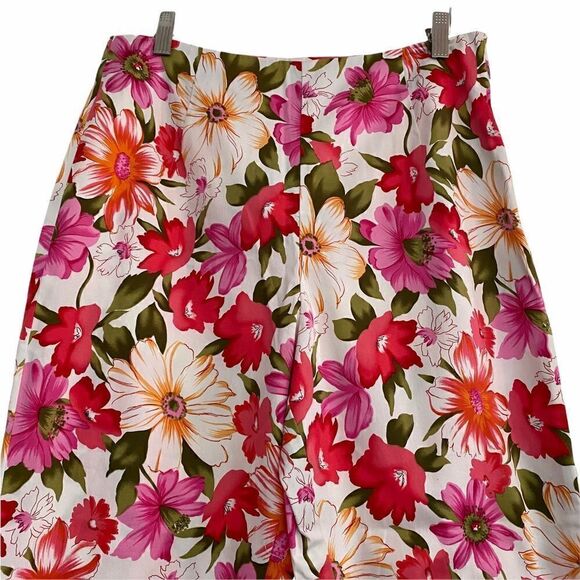 Vintage Geoffrey Beene Floral High Waisted Capri Pants New w/ Tags Pink Orange - Picture 3 of 6